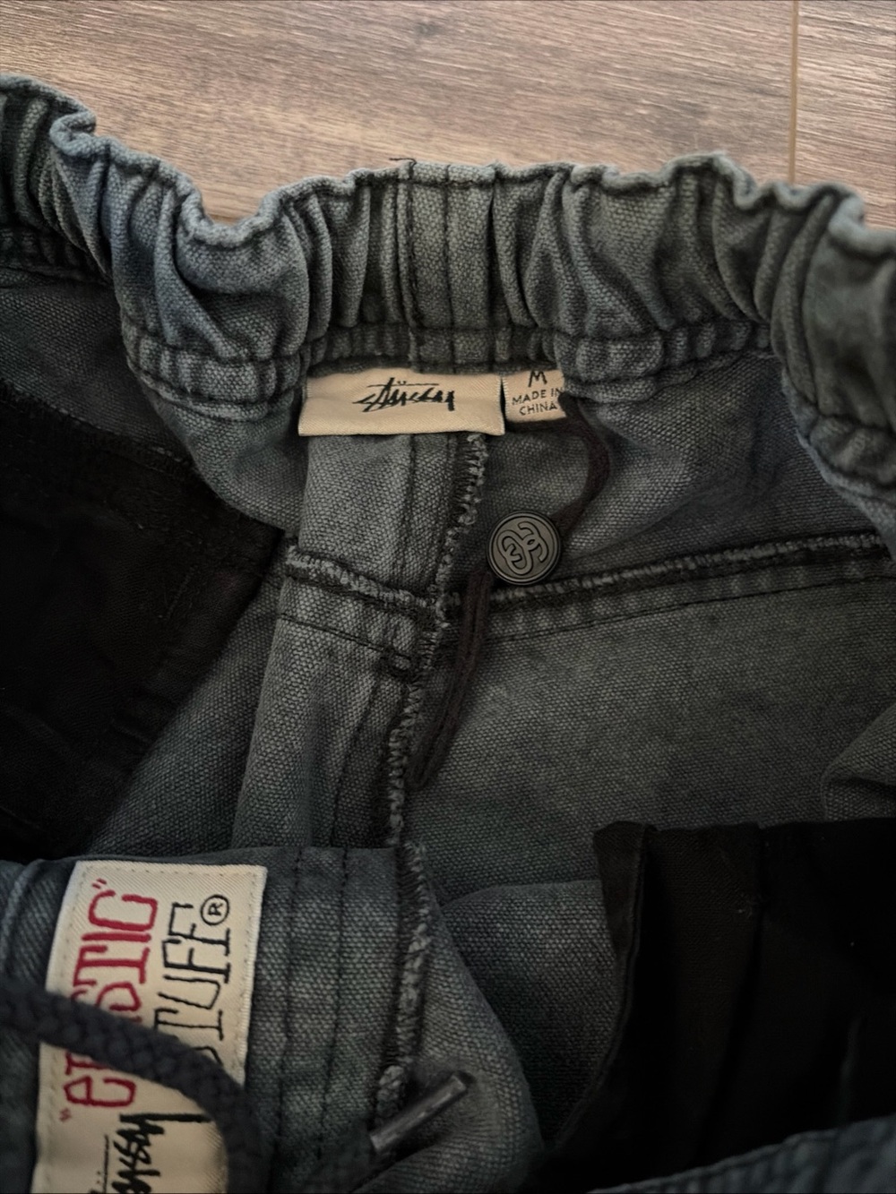 Stussy Elastic Stuff Grey/Green Drawstring Pants - Picture 4 of 7